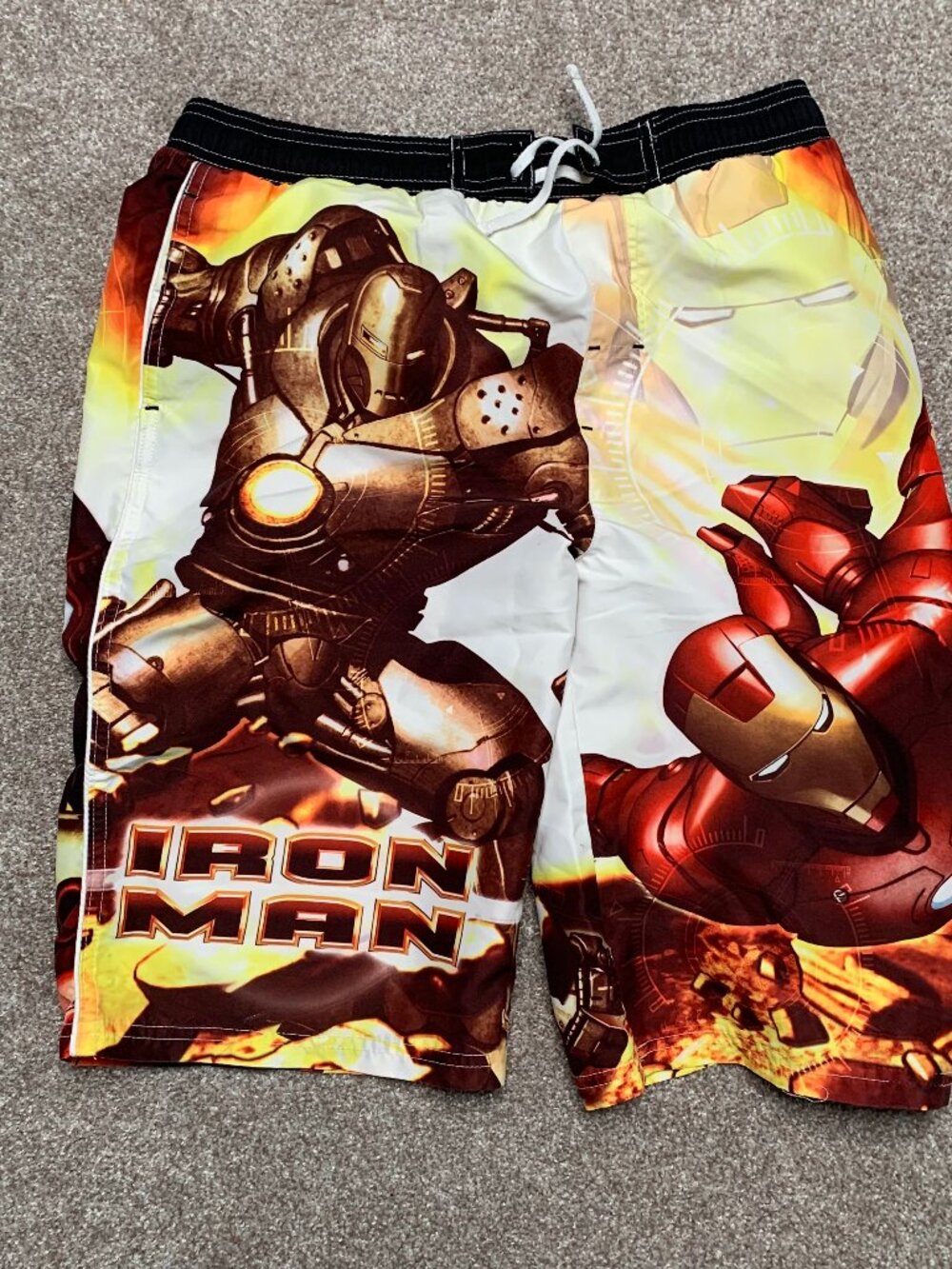 Iron Man Swim Trunks Boys Size 14-16 All Over Print Marvel Comics